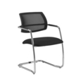 Tuba chrome cantilever frame conference chair with half mesh back - Havana Black