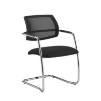 Tuba chrome cantilever frame conference chair with half mesh back - Havana Black