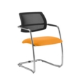Tuba chrome cantilever frame conference chair with half mesh back - Solano Yellow