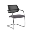 Tuba chrome cantilever frame conference chair with half mesh back - Blizzard Grey