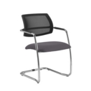 Tuba chrome cantilever frame conference chair with half mesh back - Blizzard Grey