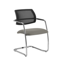 Tuba chrome cantilever frame conference chair with half mesh back - Slip Grey