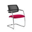 Tuba chrome cantilever frame conference chair with half mesh back - Diablo Pink