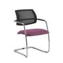 Tuba chrome cantilever frame conference chair with half mesh back - Bridgetown Purple