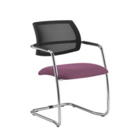 Tuba chrome cantilever frame conference chair with half mesh back - Bridgetown Purple