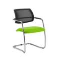 Tuba chrome cantilever frame conference chair with half mesh back - Madura Green