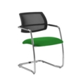 Tuba chrome cantilever frame conference chair with half mesh back - Lombok Green