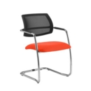 Tuba chrome cantilever frame conference chair with half mesh back - Tortuga Orange
