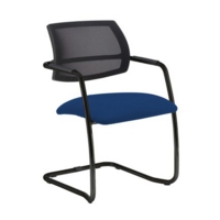 Tuba black cantilever frame conference chair with half mesh back - Curacao Blue