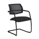 Tuba black cantilever frame conference chair with half mesh back - Havana Black