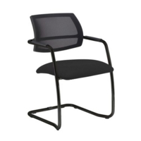 Tuba black cantilever frame conference chair with half mesh back - Havana Black