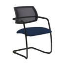 Tuba black cantilever frame conference chair with half mesh back - Costa Blue