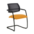 Tuba black cantilever frame conference chair with half mesh back - Solano Yellow