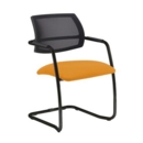 Tuba black cantilever frame conference chair with half mesh back - Solano Yellow