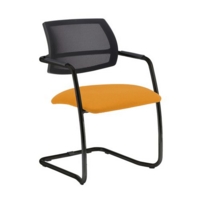 Tuba black cantilever frame conference chair with half mesh back - Solano Yellow