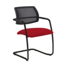 Tuba black cantilever frame conference chair with half mesh back - Panama Red