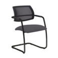 Tuba black cantilever frame conference chair with half mesh back - Blizzard Grey