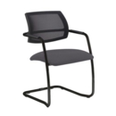 Tuba black cantilever frame conference chair with half mesh back - Blizzard Grey