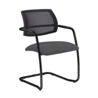 Tuba black cantilever frame conference chair with half mesh back - Blizzard Grey