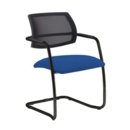 Tuba black cantilever frame conference chair with half mesh back - Scuba Blue
