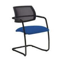 Tuba black cantilever frame conference chair with half mesh back - Scuba Blue