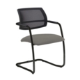 Tuba black cantilever frame conference chair with half mesh back - Slip Grey