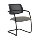Tuba black cantilever frame conference chair with half mesh back - Slip Grey