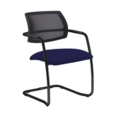 Tuba black cantilever frame conference chair with half mesh back - Ocean Blue