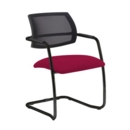 Tuba black cantilever frame conference chair with half mesh back - Diablo Pink
