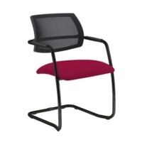 Tuba black cantilever frame conference chair with half mesh back - Diablo Pink