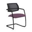 Tuba black cantilever frame conference chair with half mesh back - Bridgetown Purple