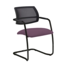 Tuba black cantilever frame conference chair with half mesh back - Bridgetown Purple