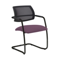 Tuba black cantilever frame conference chair with half mesh back - Bridgetown Purple