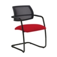 Tuba black cantilever frame conference chair with half mesh back - Belize Red