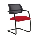 Tuba black cantilever frame conference chair with half mesh back - Belize Red