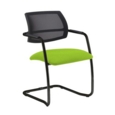 Tuba black cantilever frame conference chair with half mesh back - Madura Green
