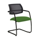 Tuba black cantilever frame conference chair with half mesh back - Lombok Green
