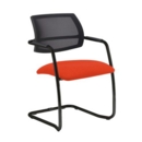 Tuba black cantilever frame conference chair with half mesh back - Tortuga Orange
