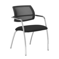 Tuba chrome 4 leg frame conference chair with half mesh back - Havana Black