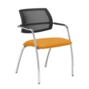 Tuba chrome 4 leg frame conference chair with half mesh back - Solano Yellow