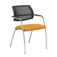 Tuba chrome 4 leg frame conference chair with half mesh back - Solano Yellow