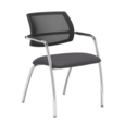 Tuba chrome 4 leg frame conference chair with half mesh back - Blizzard Grey