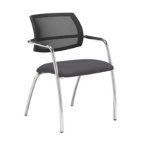 Tuba chrome 4 leg frame conference chair with half mesh back - Blizzard Grey