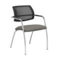Tuba chrome 4 leg frame conference chair with half mesh back - Slip Grey