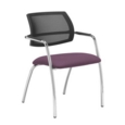 Tuba chrome 4 leg frame conference chair with half mesh back - Bridgetown Purple