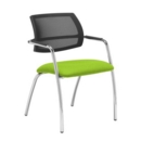 Tuba chrome 4 leg frame conference chair with half mesh back - Madura Green