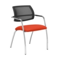Tuba chrome 4 leg frame conference chair with half mesh back - Tortuga Orange
