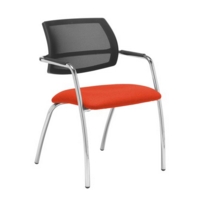 Tuba chrome 4 leg frame conference chair with half mesh back - Tortuga Orange