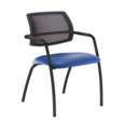Tuba black 4 leg frame conference chair with half mesh back - Ocean Blue vinyl