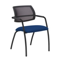 Tuba black 4 leg frame conference chair with half mesh back - Curacao Blue